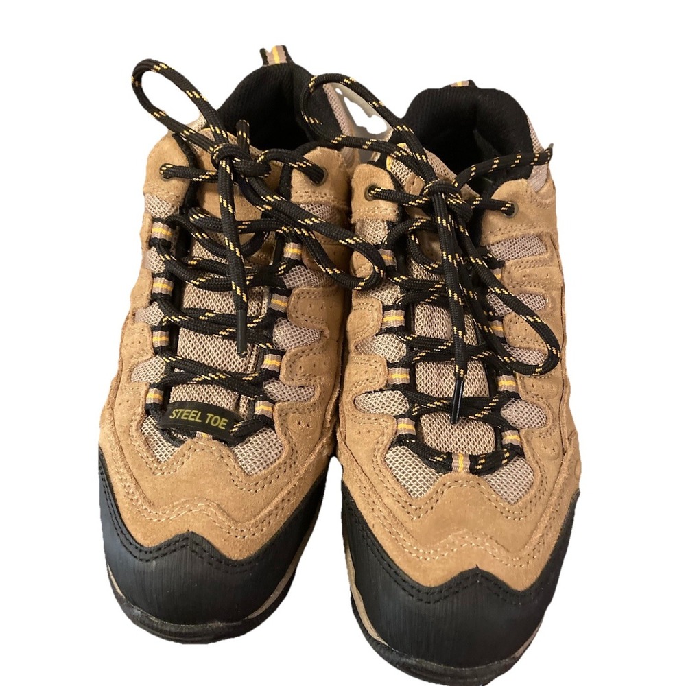 Women's Brahma Mindy Boots Tan Suede Leather Steel Toe Hiking Work US Size 6.5